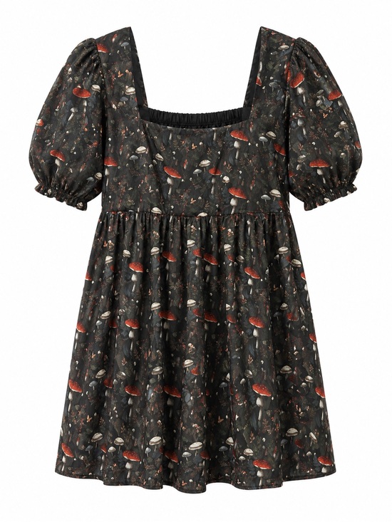 Disturbia Dresses & Skirts - Disturbia Mushroom Print Babydoll Dress Cottage Goth Fairycore